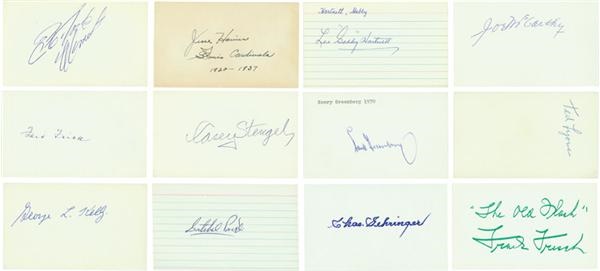 Baseball Autographs - Group Of 12 Signed Index Cards With Roberto Clemente