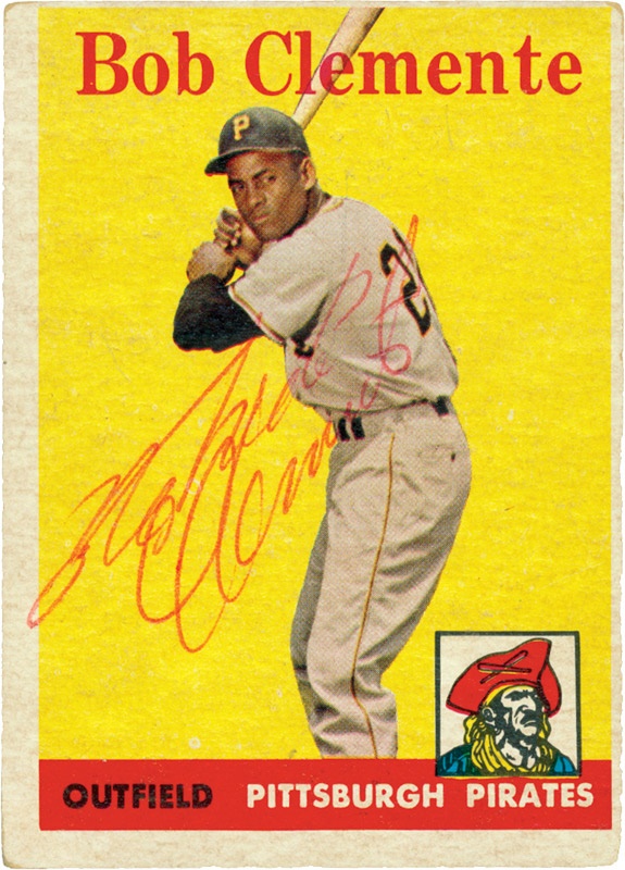 - 1958 Topps # 52 Roberto Clemente Signed Baseball Card