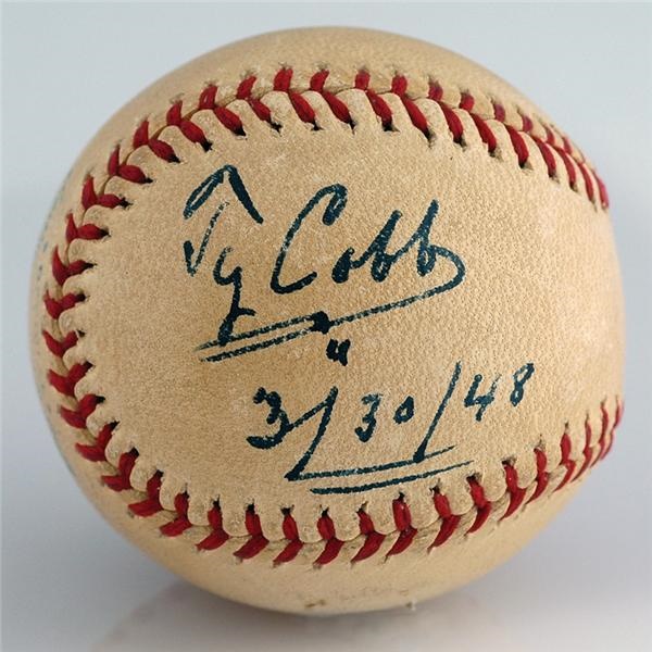 Baseball Autographs - Mint Ty Cobb Single Signed Mini Baseball