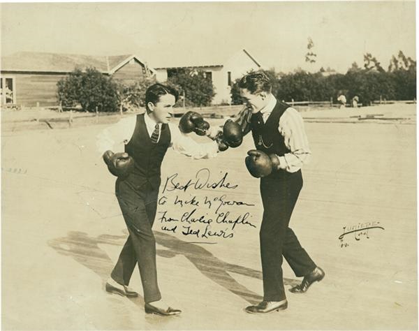 Muhammad Ali & Boxing - Charlie Chaplin and Ted Lewis Signed Boxing Photo