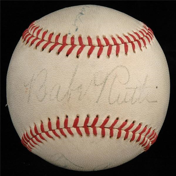 Baseball Autographs - 1948 Reunion Baseball Signed By Ruth, Cobb, Speaker