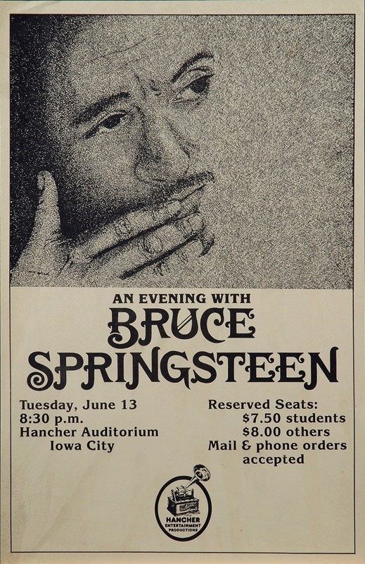 1978 &quot;An Evening with Bruce Springsteen&quot; Iowa City Poster