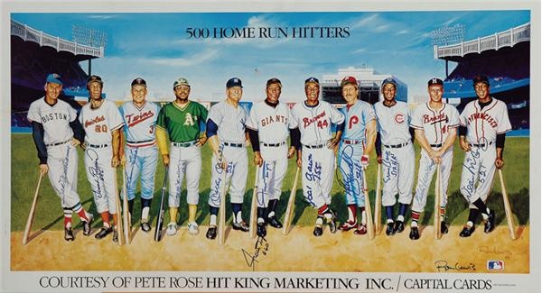 Baseball Autographs - 500 Home Run Hitters Signed Poster