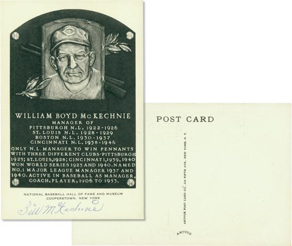 Baseball Autographs - Bill McKechnie Signed Black and White Hall of Fame Plaque Postcard (3.5&quot;x5.5&quot;)