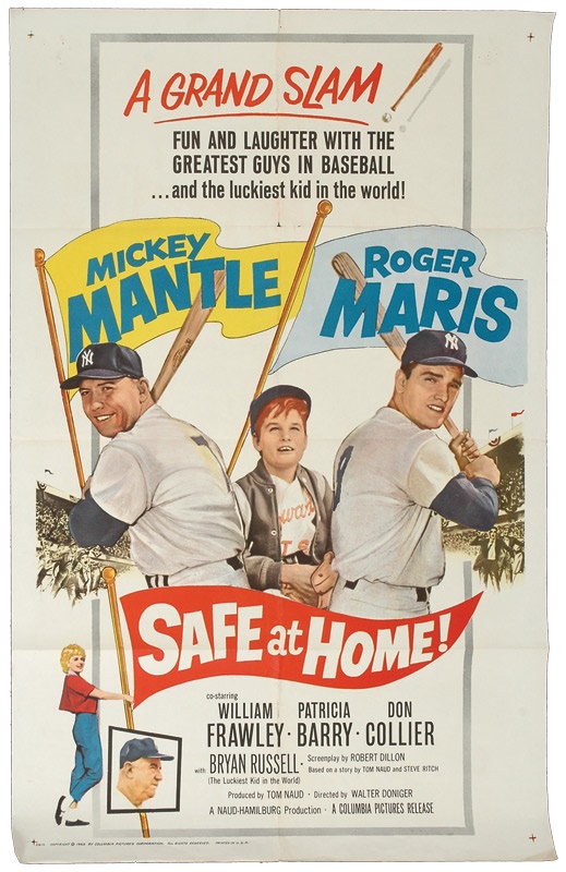 NY Yankees, Giants & Mets - 1962 &quot;Safe At Home&quot; Mantle / Maris One-Sheet Movie Poster