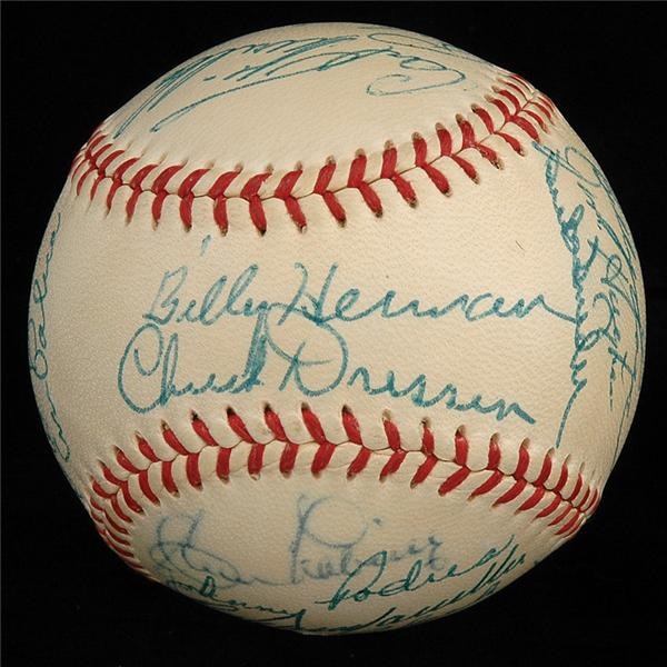 Baseball Autographs - 1953 Brooklyn Dodgers Team Signed Ball PSA Graded 8.5