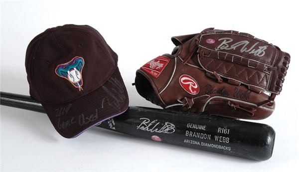 Baseball Equipment - Brandon Webb Signed Equipment Collection (3)