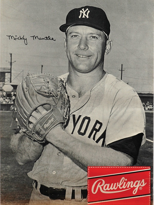 NY Yankees, Giants & Mets - Mickey Mantle Rawlings Gloves Advertising Poster