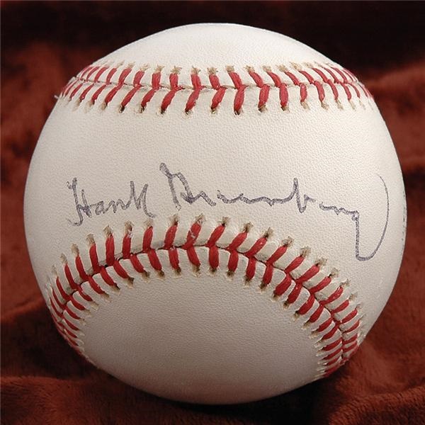 Baseball Autographs - Hank Greenberg Single Signed Baseball From Ralph Kiner