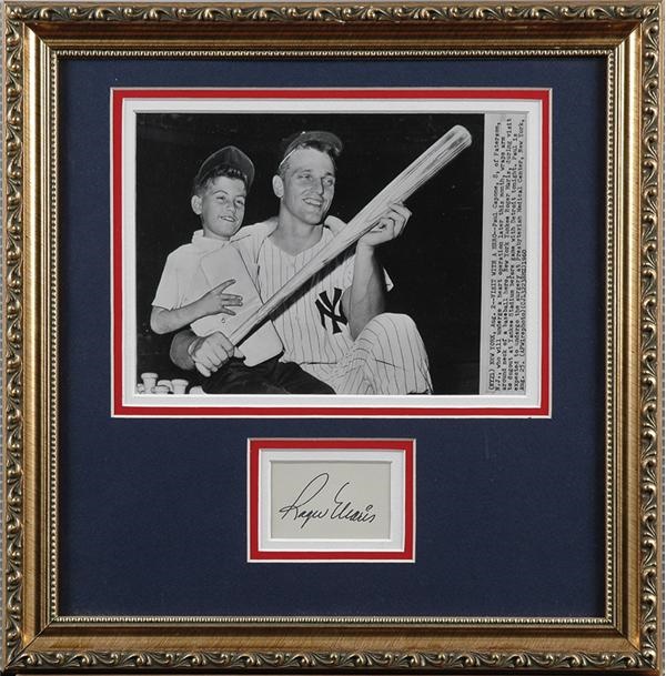 Baseball Autographs - Roger Maris Cut Signature  With Original Wire Photo