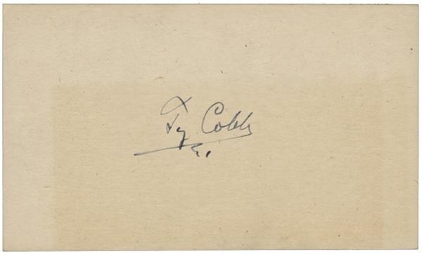 Baseball Autographs - Ty Cobb Signed 3x5&quot; Card
