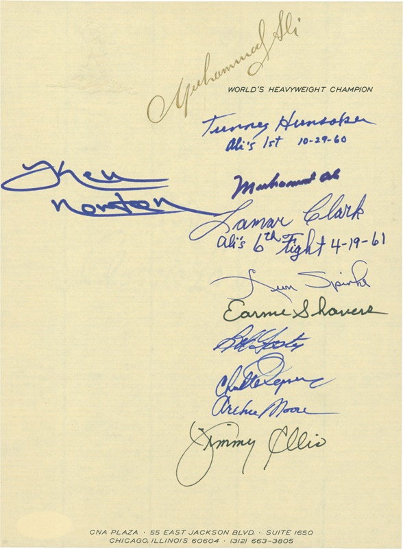 Muhammad Ali and Opponents Signed Stationary