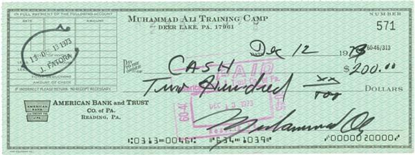 - 1973 Muhammad Ali Signed Bank Check