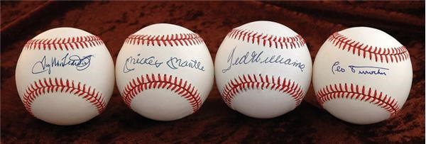 Baseball Autographs - Deceased Greats Single Signed Baseball Collection (4)