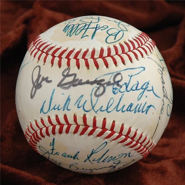 Baseball Autographs - 1974 American League All Star Team Signed Baseball with Thurman Munson (PSA NM+ 7.5)