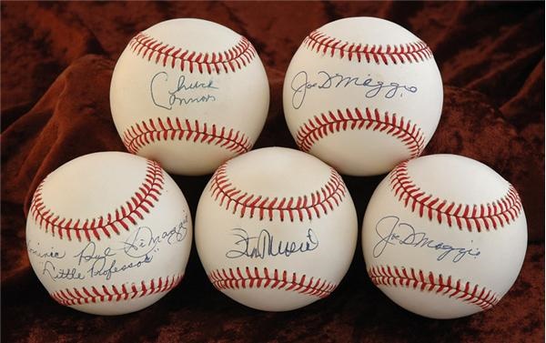 Group Of 24 Single Signed Baseballs With Mantle, Williams, DiMaggio and Martin