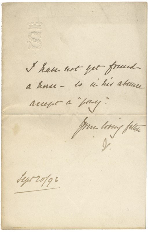 - 1893 Lord Stanley Signed Handwritten Letter to His Son