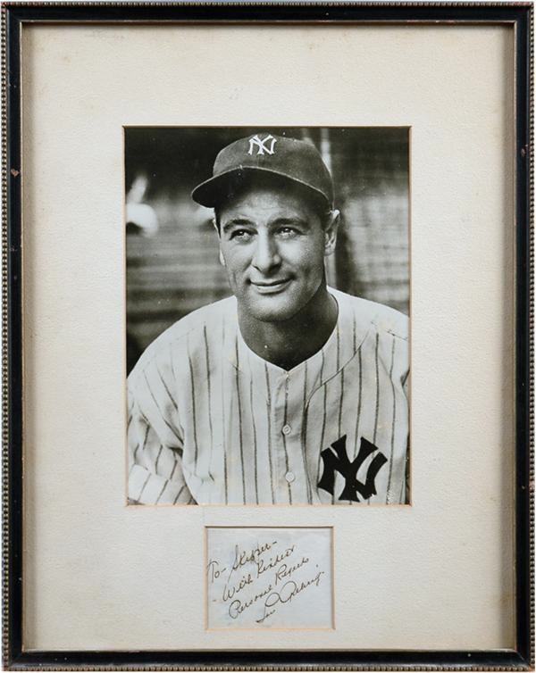 Stunning Lou Gehrig Autograph Display