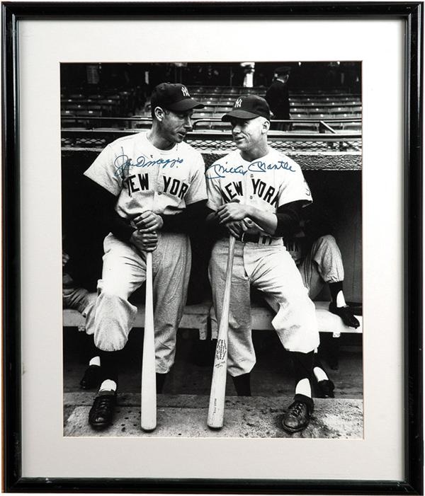 NY Yankees, Giants & Mets - Joe DiMaggio and Mickey Mantle Autographed Photo (16 x 20&quot;)