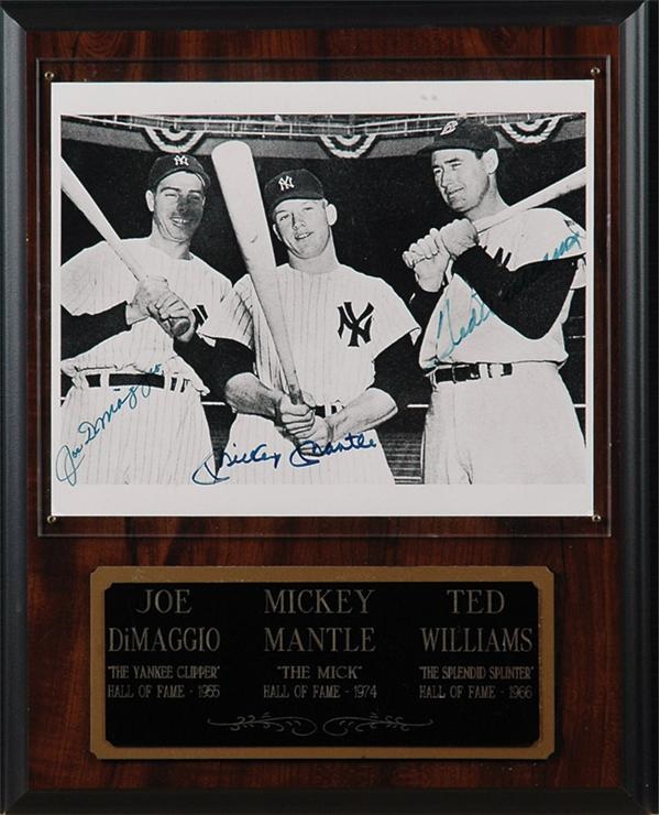 Baseball Autographs - Joe DiMaggio - Mickey Mantle - Ted Williams Autographed Photo (8x10&quot;)