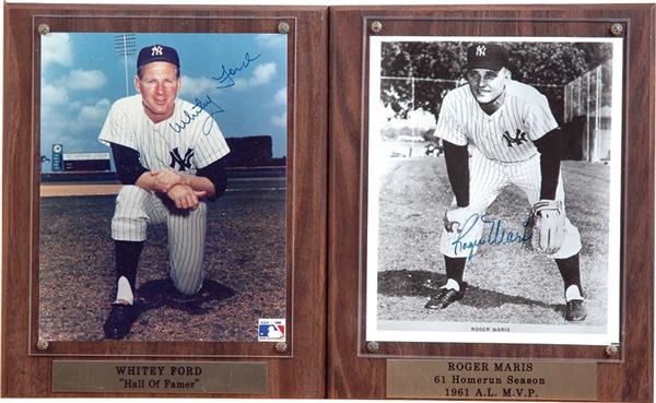 NY Yankees, Giants & Mets - Collection Of Nine Autographed Photos With Roger Maris and Joe DiMaggio