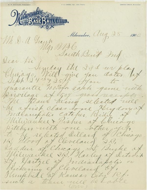 1900 Connie Mack Handwritten and Signed Letter With Great Content