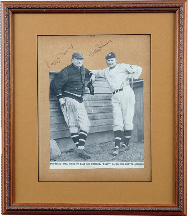 Baseball Autographs - Walter Johnson and Dazzy Vance Signed Photograph