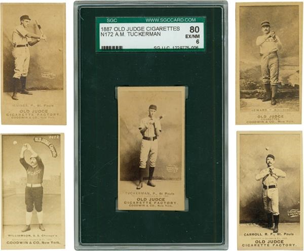 Collection of N172 Old Judge Cards (5) W/ Tuckerman SGC 80 EX/NM 6