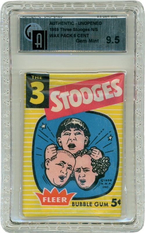 - 1959 3 Stooges Unopened Wax Pack Gem Mint GAI 9.5