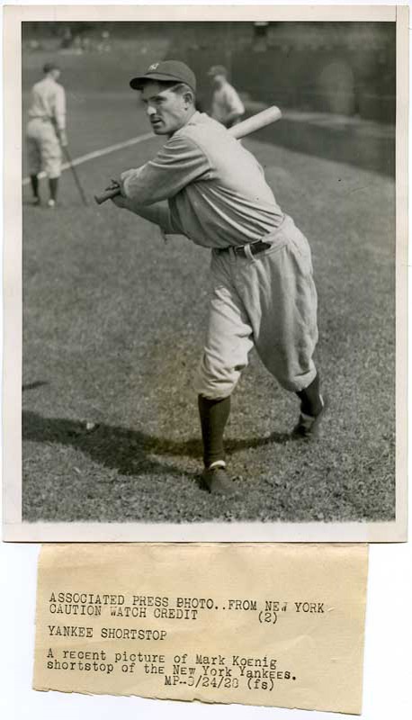 Memorabilia - 1928 Mark Koenig Yankees Photograph