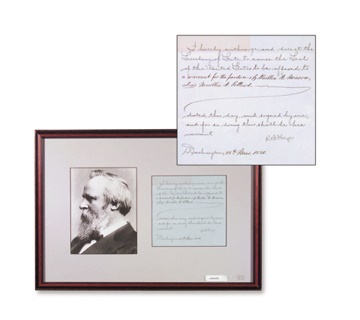 - President Rutherford B. Hayes Signed Presidential Pardon