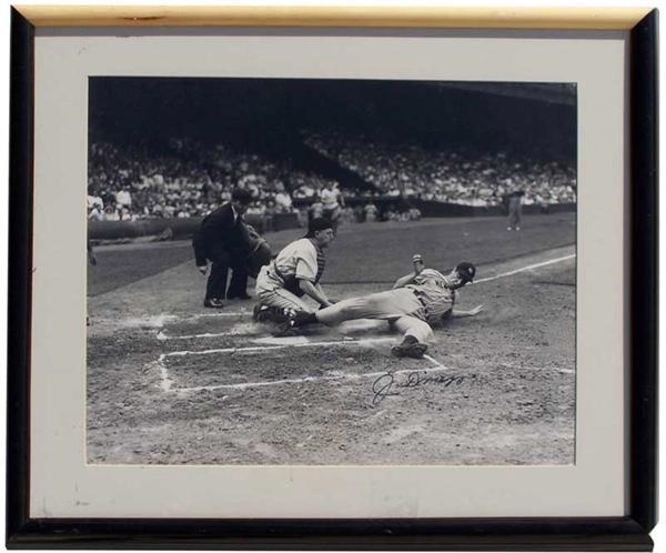 - Joe DiMaggio Signed 16 x 20'' Photograph Sliding Into Home