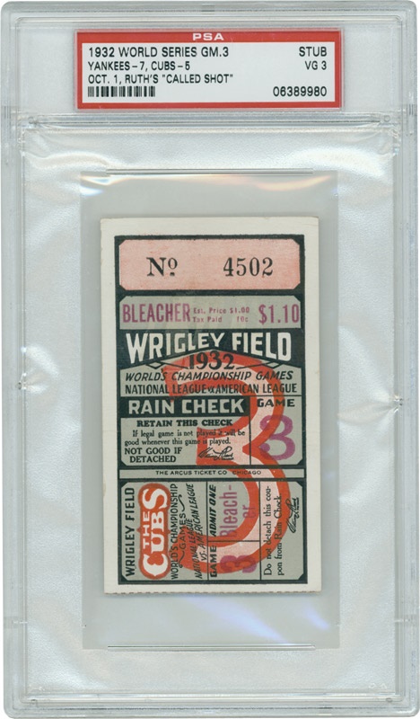 - 1932 World Series Game 3 Ticket Stub-Babe Ruth's Called Shot