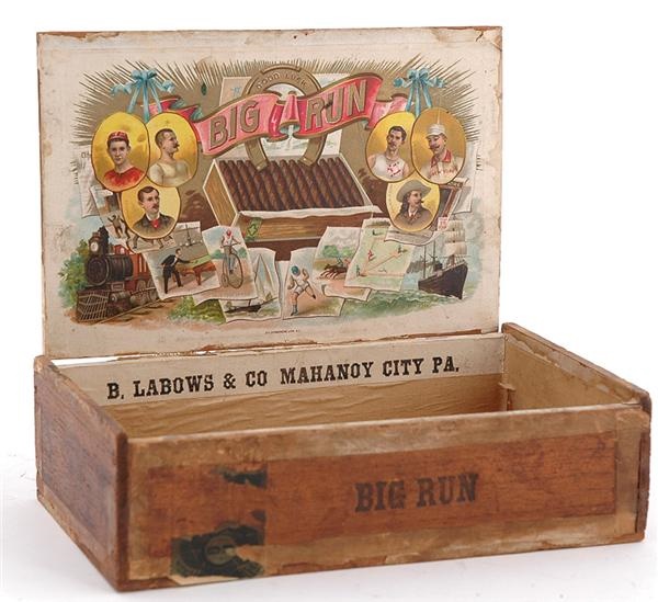 - 1880s "Big Run" Cigar Box with Buck Ewing