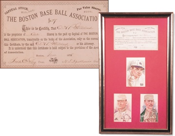 - 1875 Boston Red Sox Stock Certificate (13x22" framed)