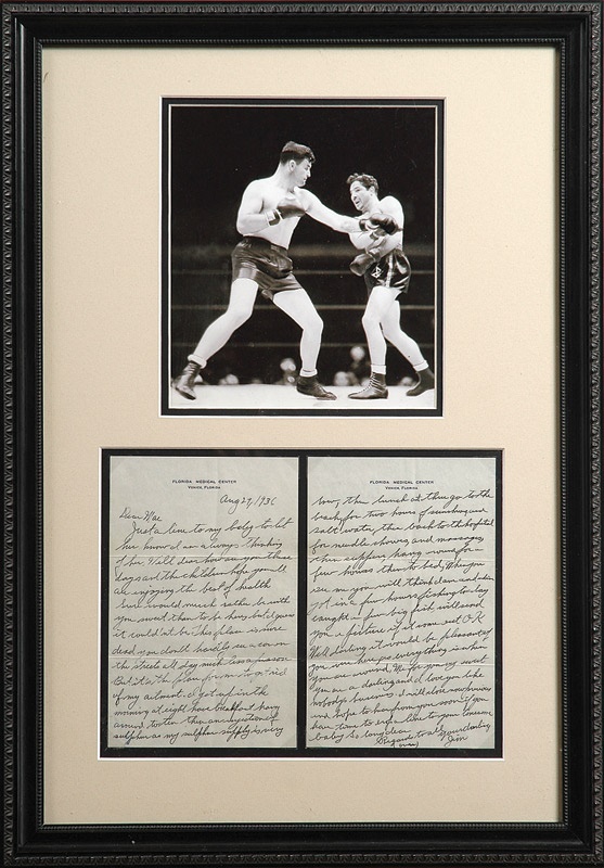 - James J. Braddock Two-Page 1936 Handwritten Letter to his wife Mae