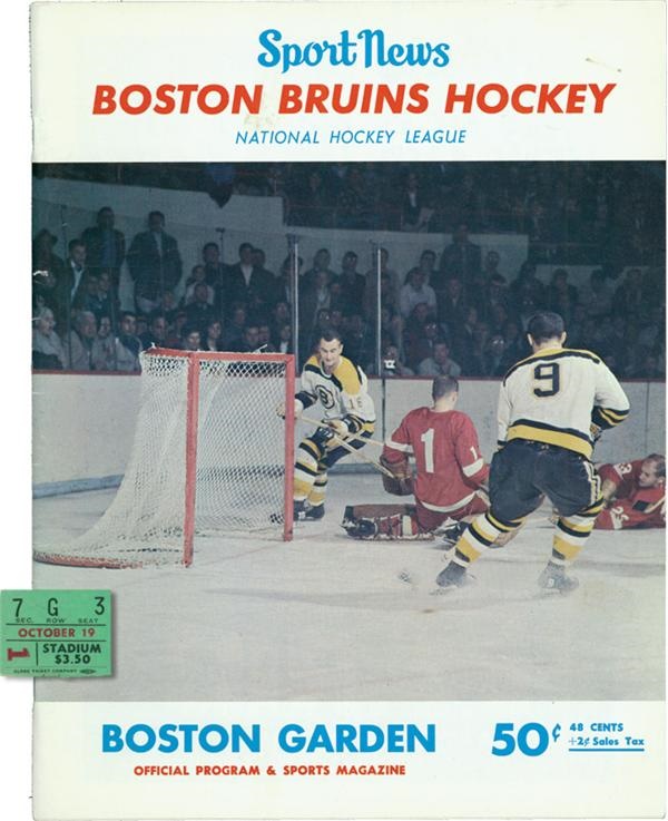 - 1966 Bobby Orr First Game Program and Ticket Stub