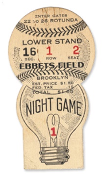 1938 Johnny Vander Meer No-Hitter Ticket Stub