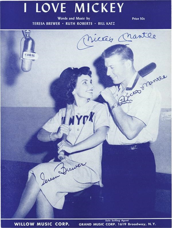 NY Yankees, Giants & Mets - Mickey Mantle and Joe DiMaggio Signed Sheet Music (2)