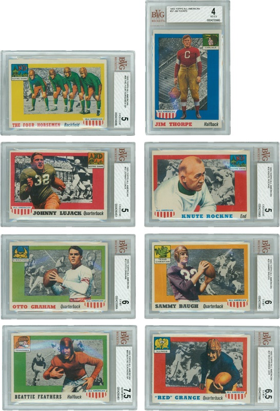- 1955 Topps All-American Football Complete Set with BVG  Graded (31) Plus Near Complete Second Set And (215) Additional Cards (Over 400 Total Cards)