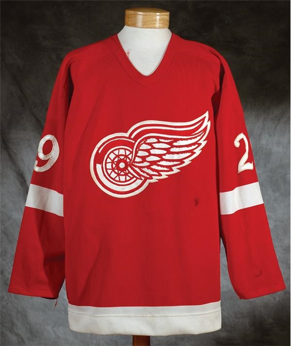 - 1982-1983 Jim Rutherford Detroit Red Wings Game Worn Jersey