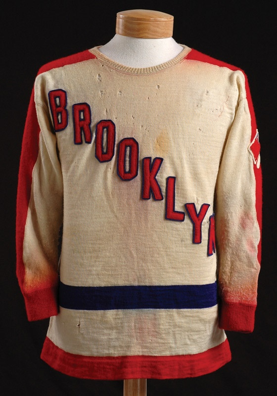 - 1941-1942 Tom Anderson Brooklyn Americans Game Worn Jersey - Hart Trophy Winning Year