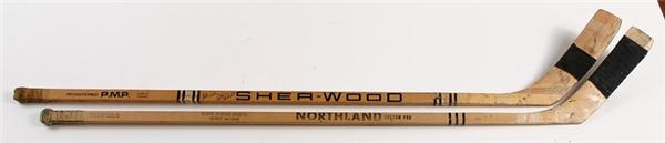 - Pete and Frank Mahovlich Game Used Sticks ( 2 )