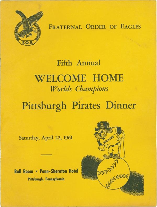 - World Champion 1960 Pittsburgh Pirates Signed Welcome Home Dinner Program with Roberto Clemente