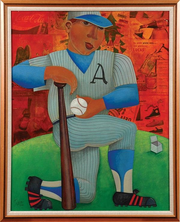 - A Ball in a Box Cuban Baseball Painting by Tejuca (2000)