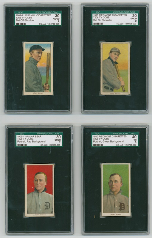 - Collection of T206 Ty Cobb Cards All (4) Variations All SGC Graded