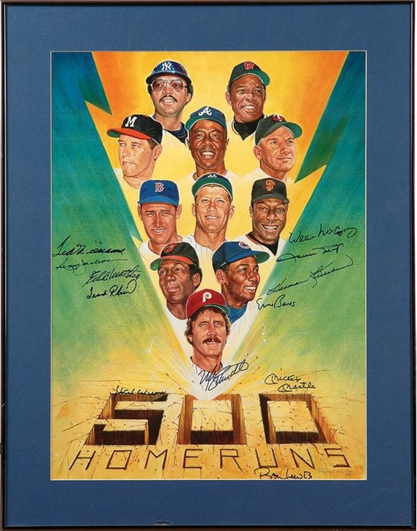 - Ron Lewis 500 Home Run Poster Signed by 11