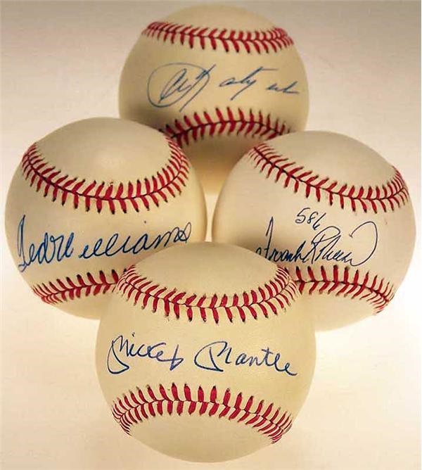 Collection of Single Signed Baseballs with Mantle and Williams (4)