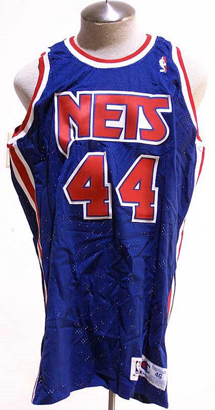 - 1993-94 Derrick Coleman Game Used Nets Basketball Jersey