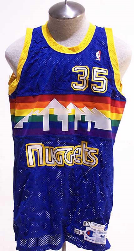 - 1990 Jerome Lane Denver Nuggets Game Used Basketball Jersey